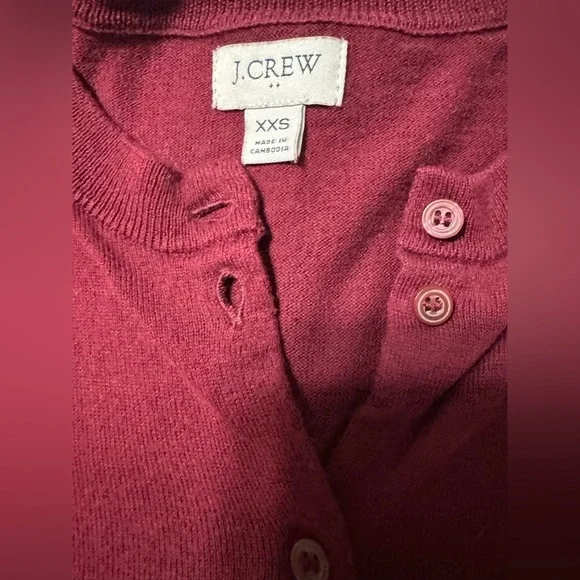 J. Crew Maroon Cardigan Sweater Classic Knit Size XXS - Picture 3 of 8
